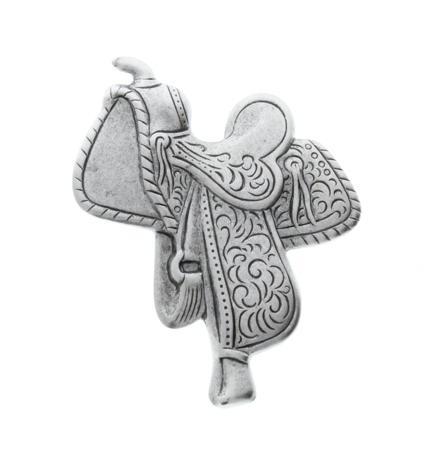 Tooled Western Saddle Stamping Charm, Classic Silver, pack of 6
