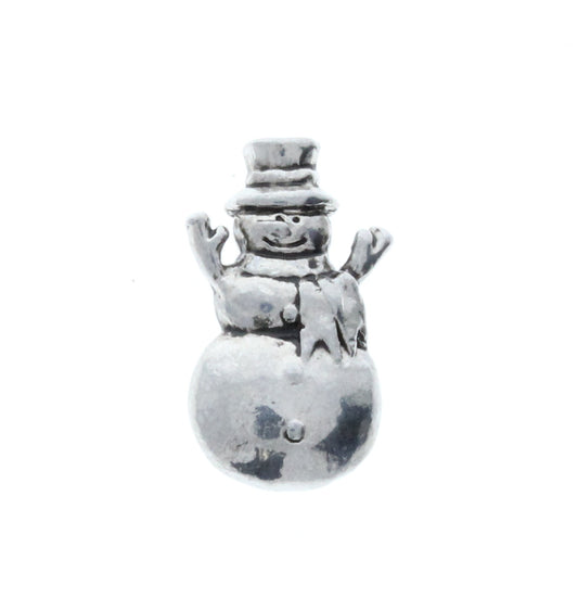 Classic Silver Frosty Snowman Charm, Pk/2