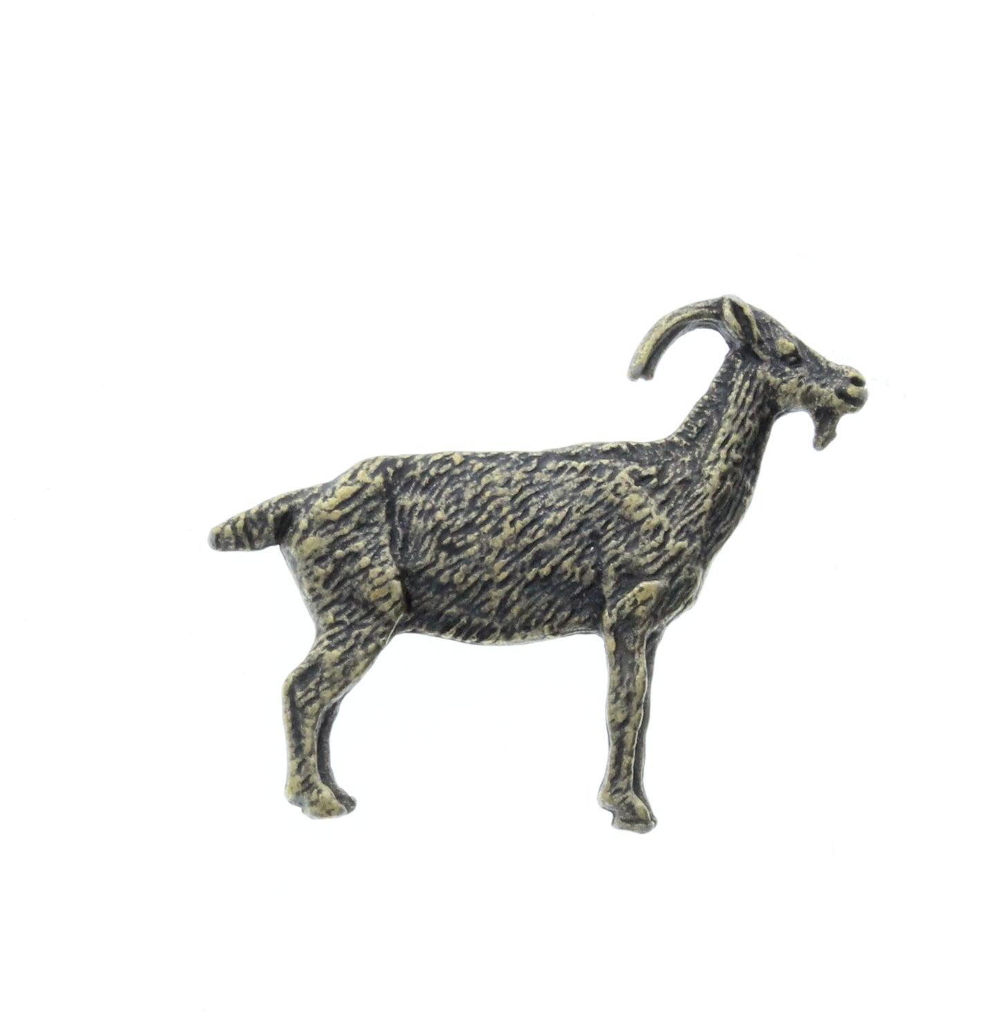 Antique Brass Metal Goat Charm, ea