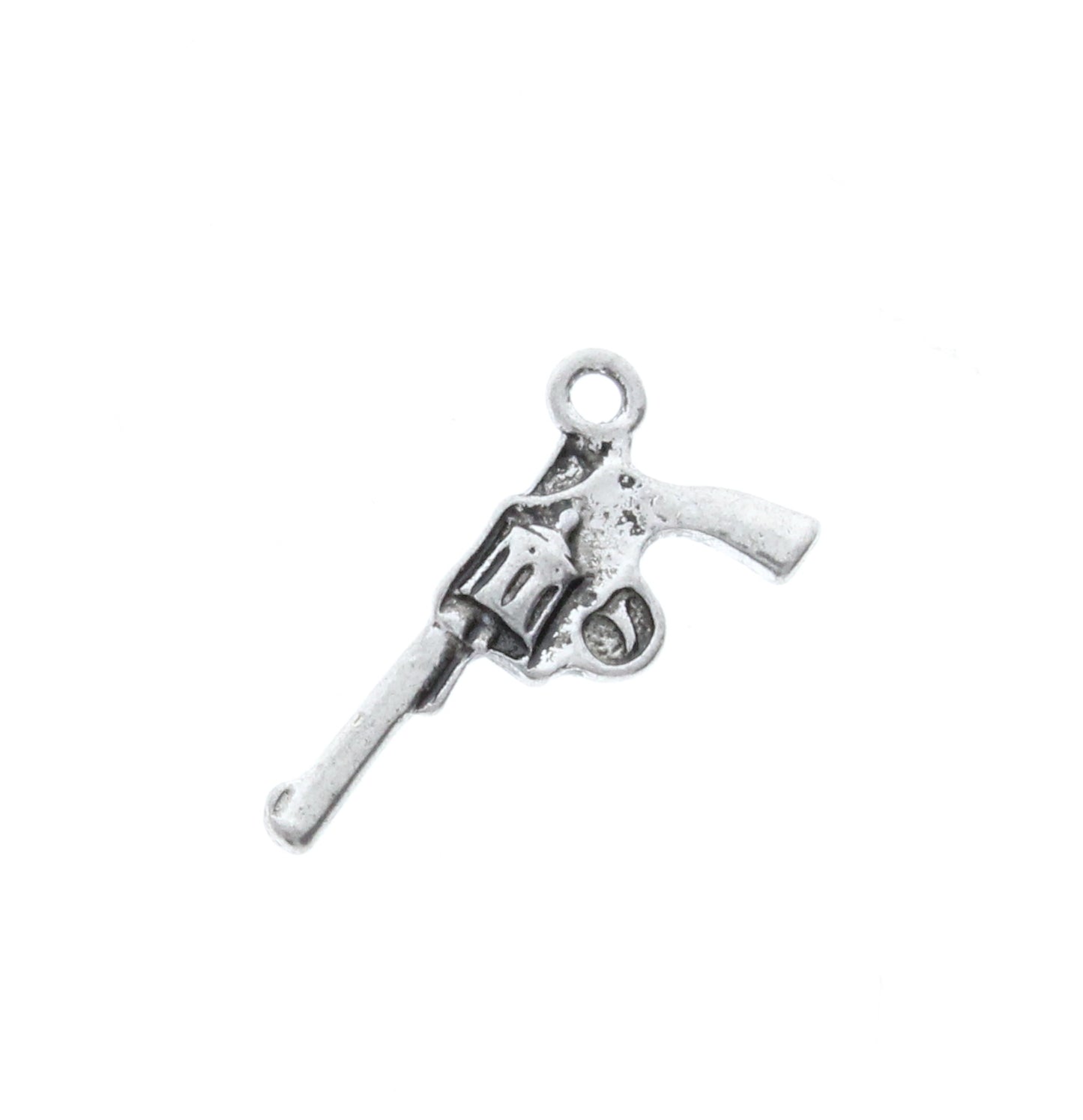 Gun Pistol Charm, Classic Silver, Pk/3