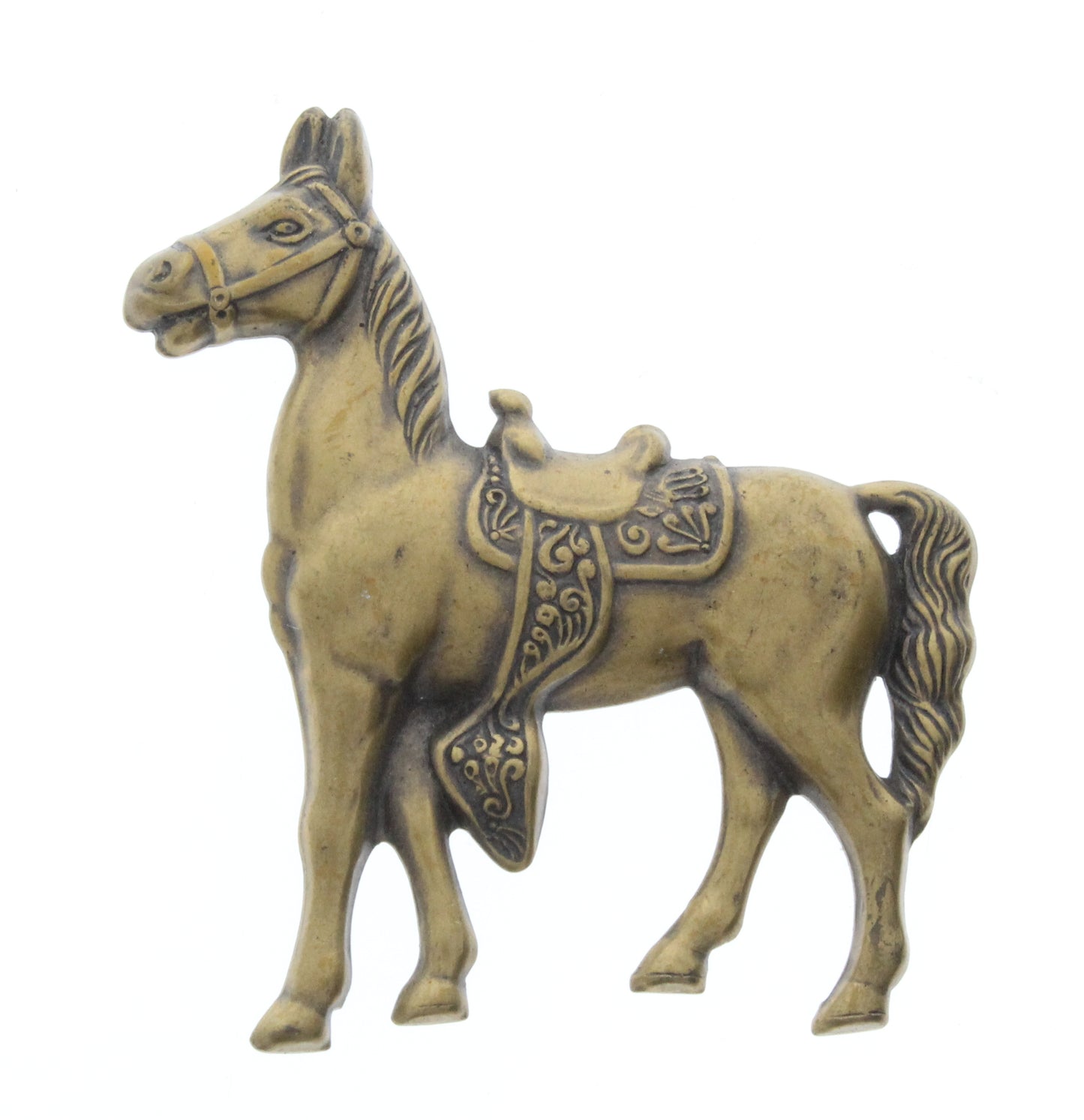 Vintage Brass Western Horse w/Saddle, Pk/6