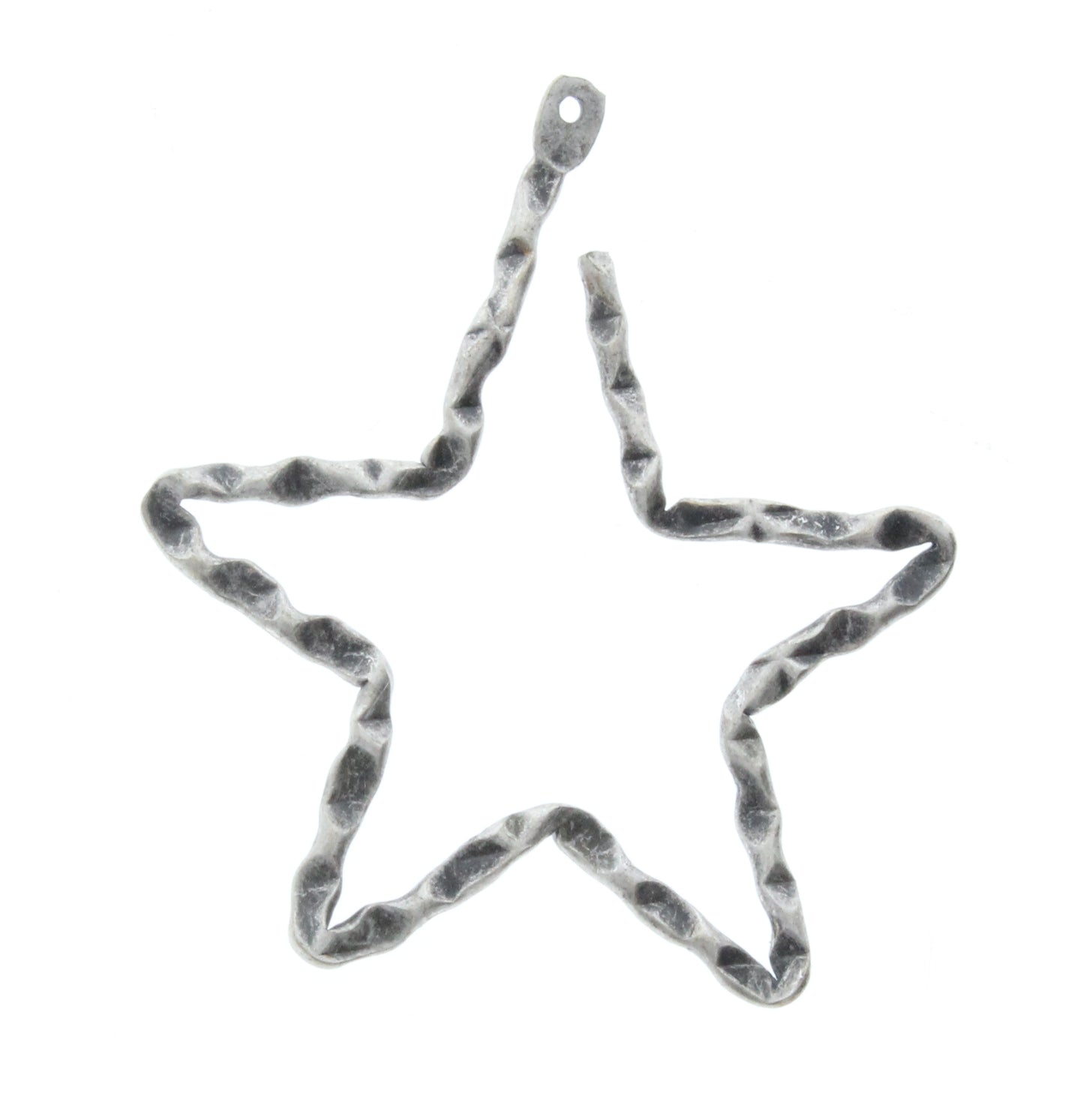 Antique Silver Hammered Star Charm, Pk/6