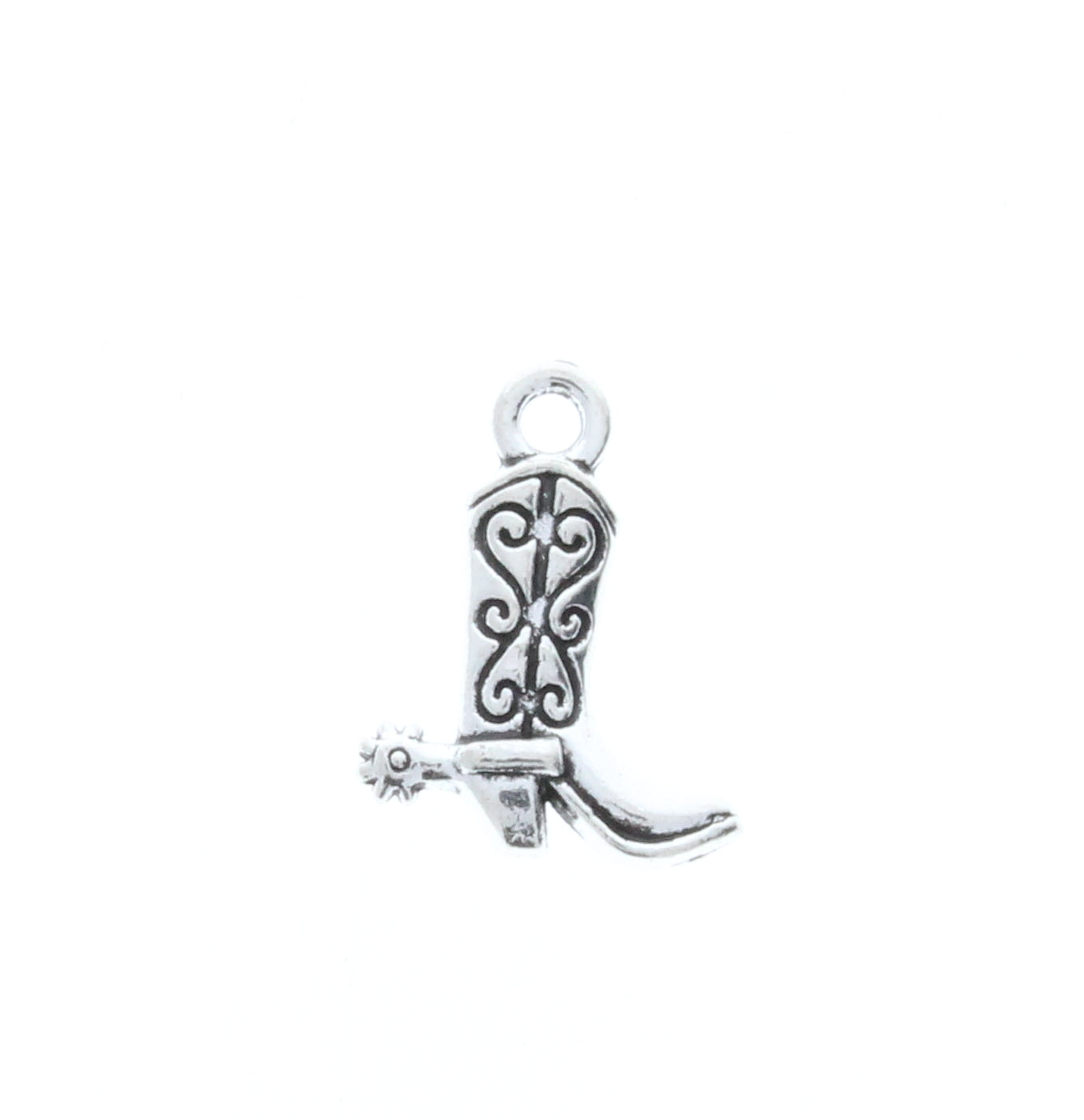 Antique Silver Cowboy Boot Charm, Pk/6