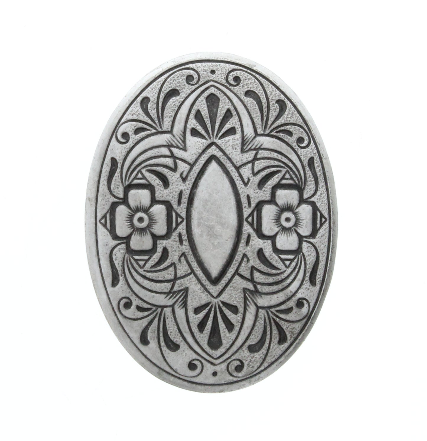 Antique Silver Ethnic Oval Metal Charm, ea