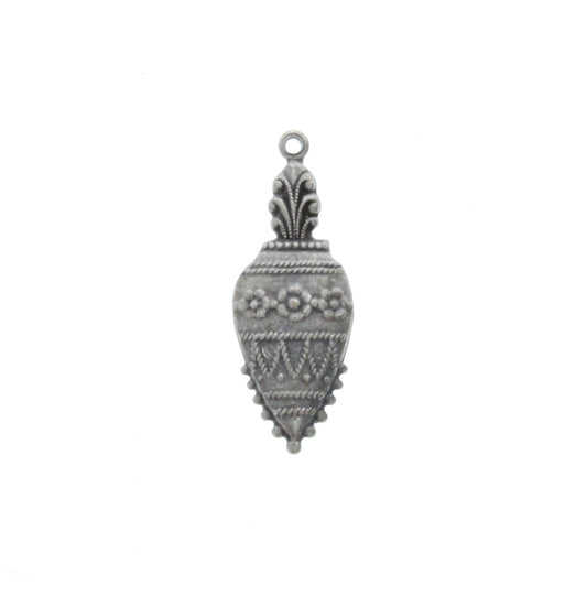 Antique Silver Drop Charm, Pk/6