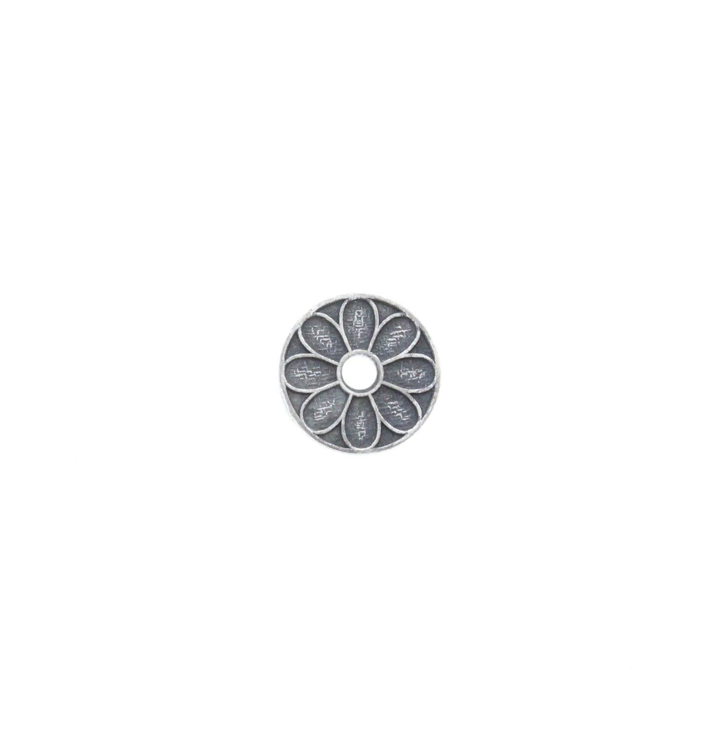 Classic Silver Flower Disc Charm, Pk/6