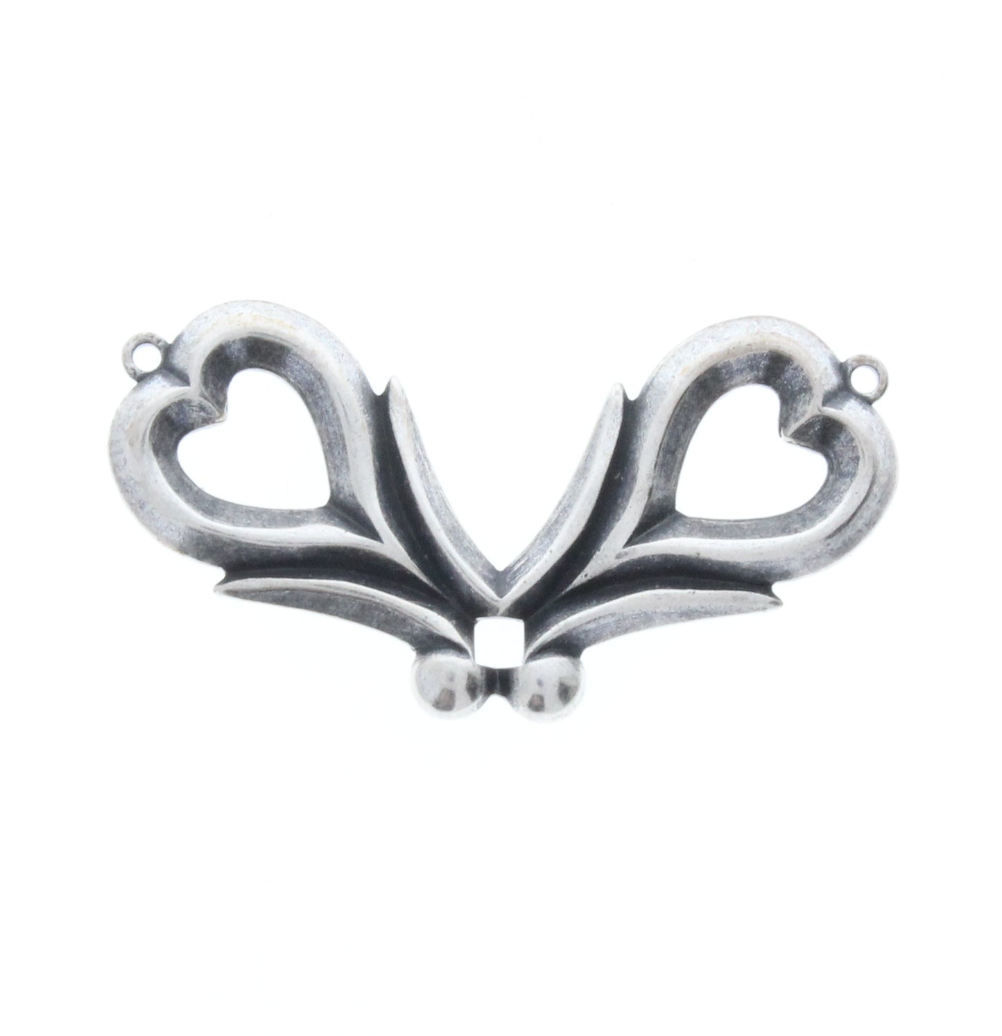 Classic Silver Double Heart Festoon Charm, Pk/6