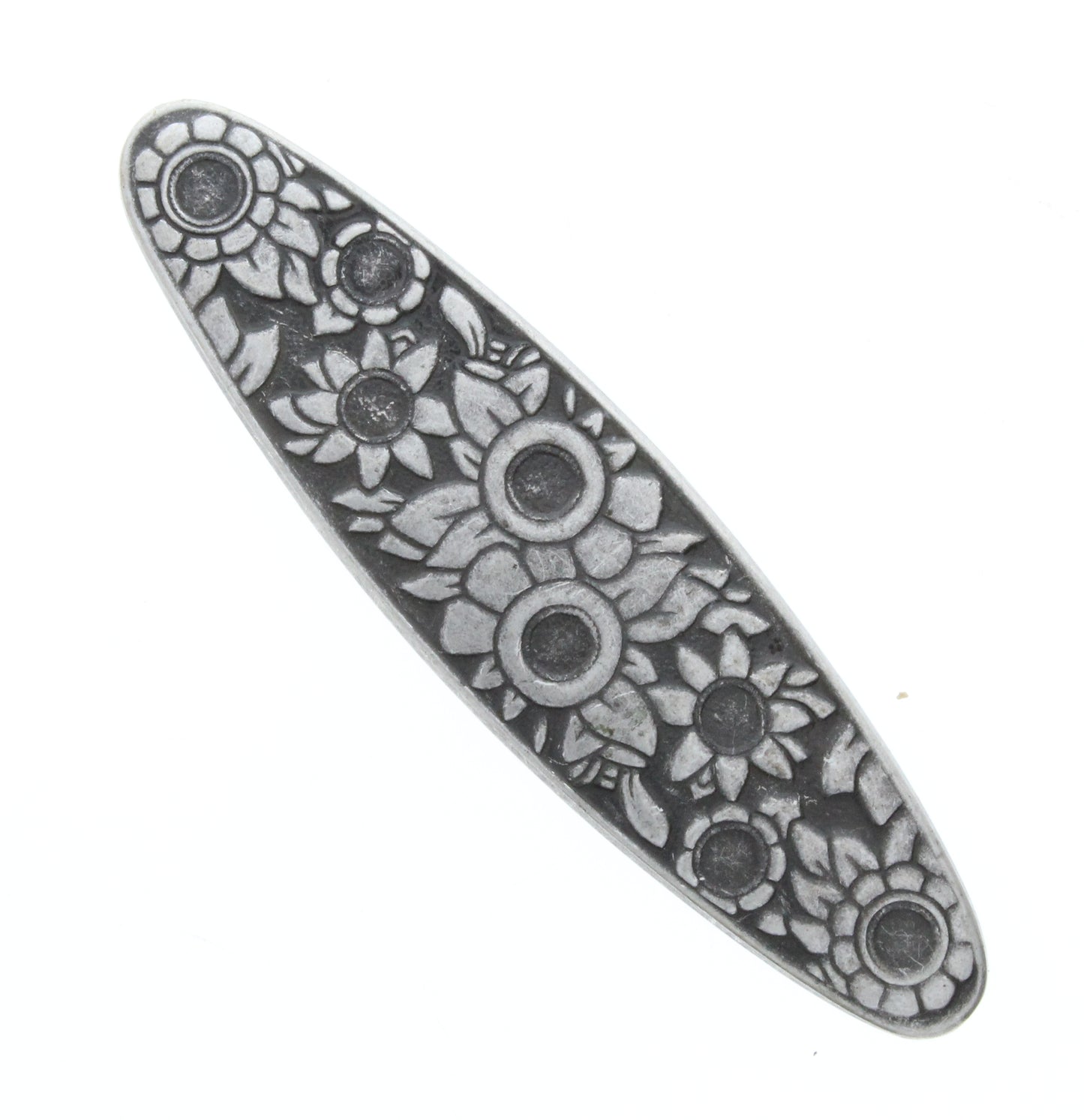 Antique Silver Flower Bar Stamping, Pk/6