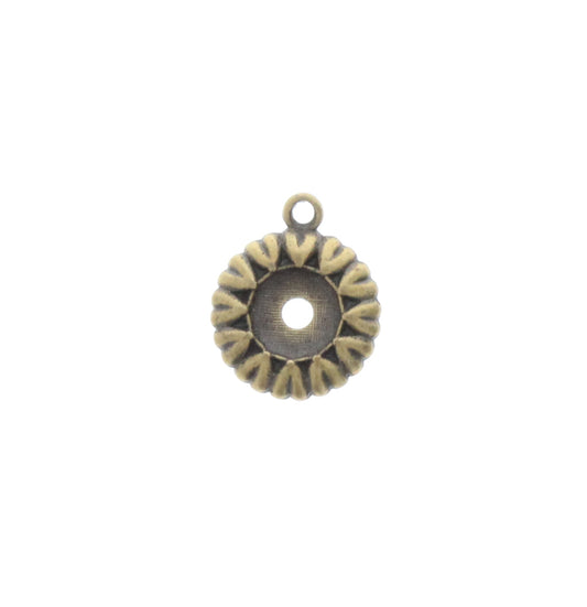 Antique Brass Marigold Charm w/6mm Bezel, Pk/6