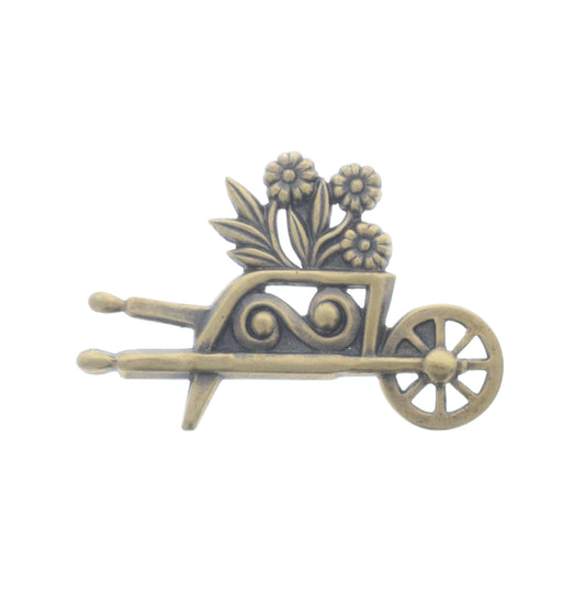 Antique Gold Flower Cart Charm, Pk/6