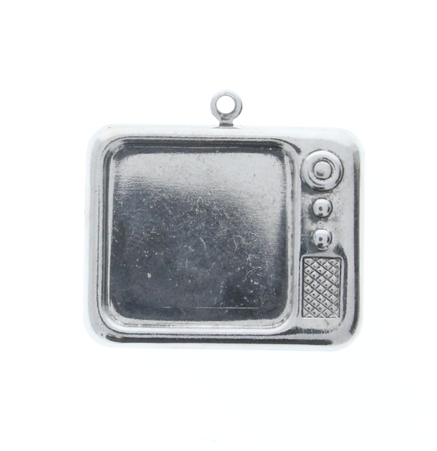 Nickel Finish Rimmed Television Charm, PK/6