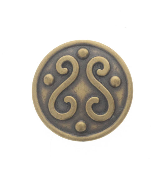 Antique Gold Round Charm, ea