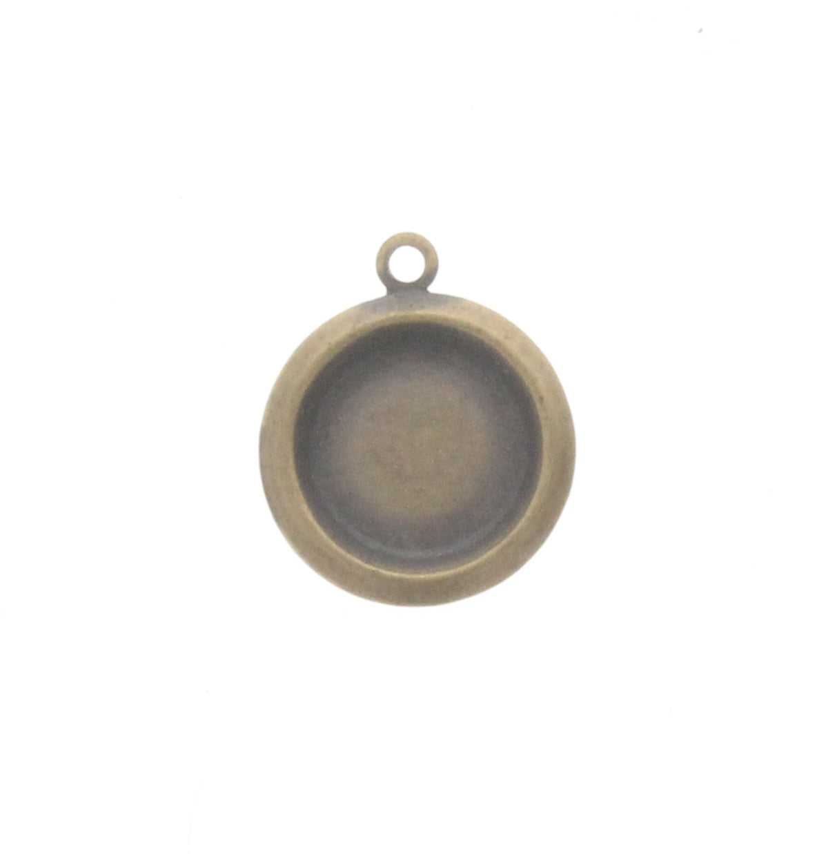 Small Antique Brass Round Drop Charm, Pk/6