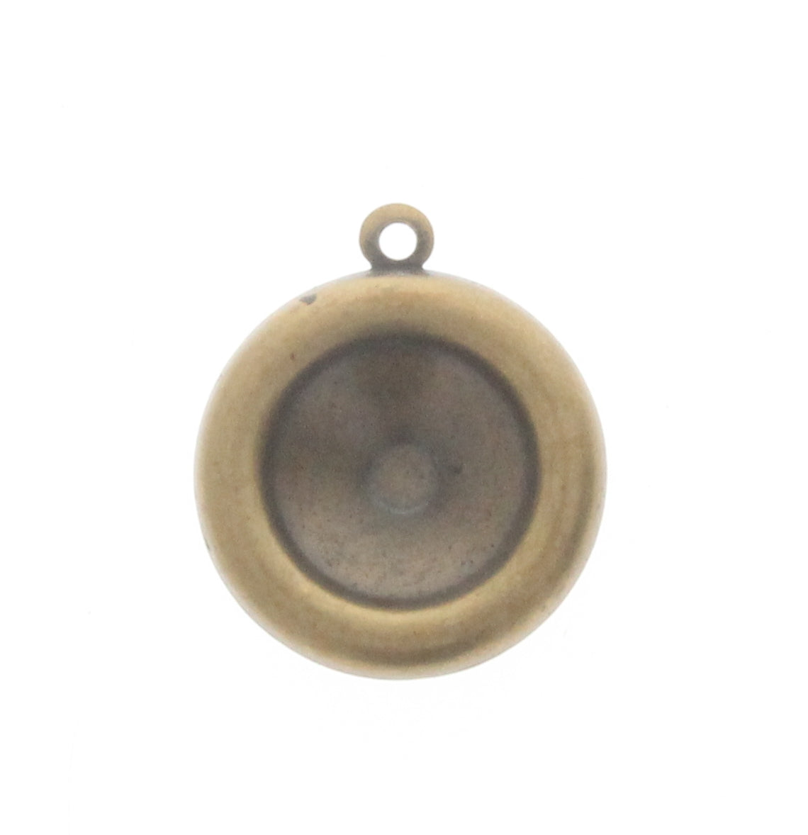 Vintage Brass Round Bezel Charm, Pk/6