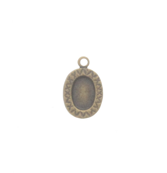 Antique Brass Oval Bezel Charm w/Loop, Pk/6