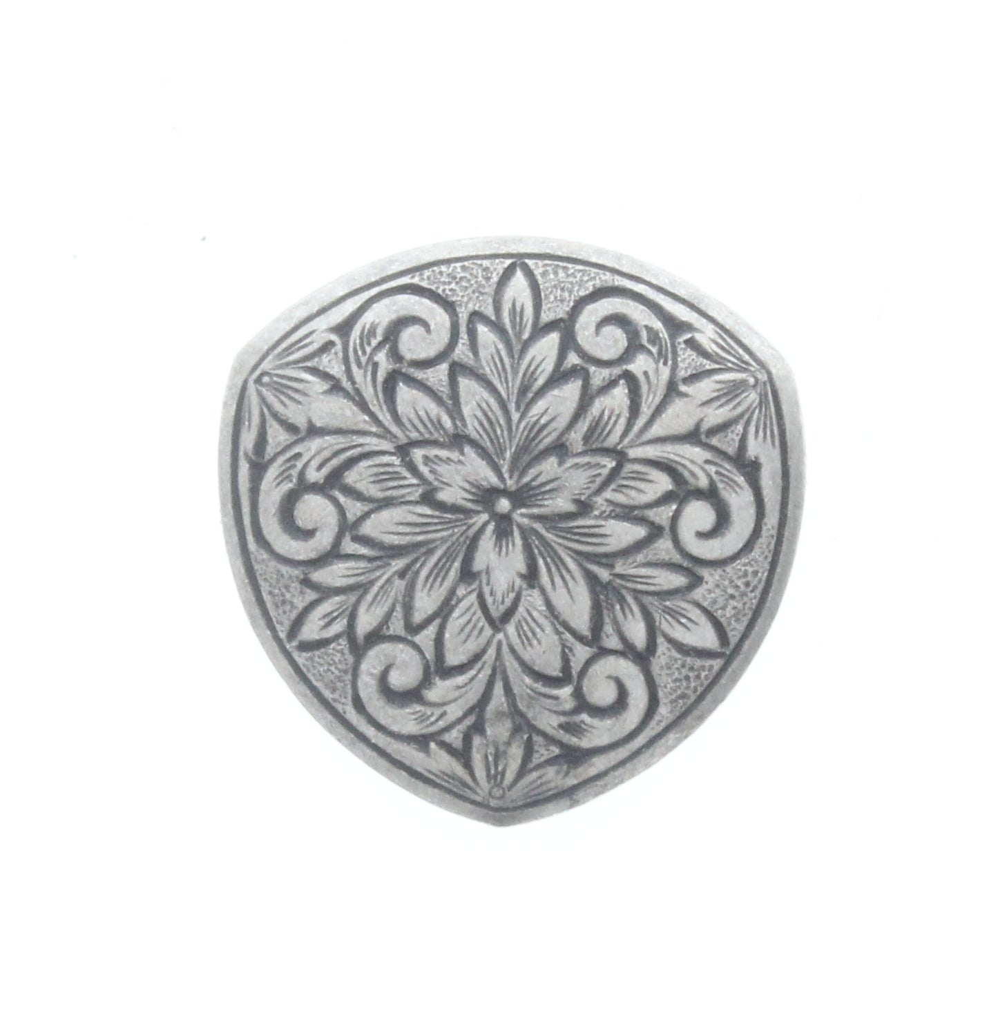 Antique Silver Etched Flower Triangle Charm, Pk/6