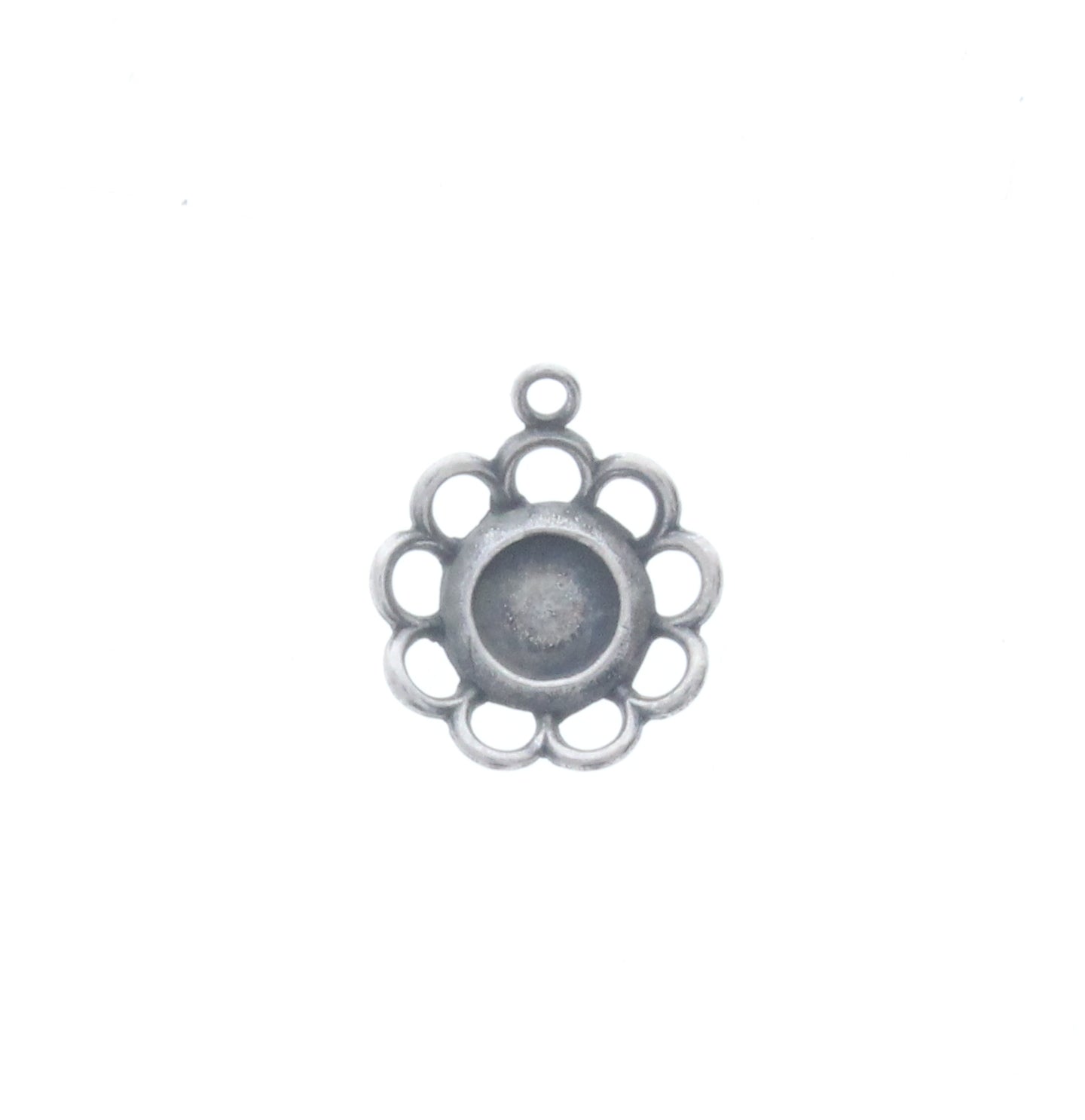 Flower Cup Drop Charm w/Bezel, Pk/3