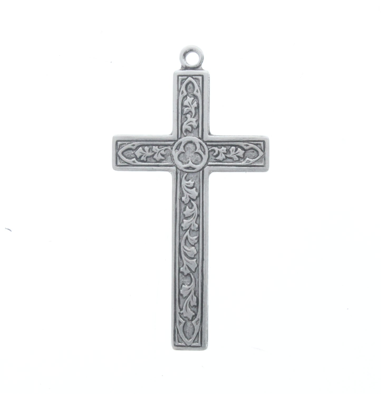 Classic Silver Floral Cross Charm, Pk/6