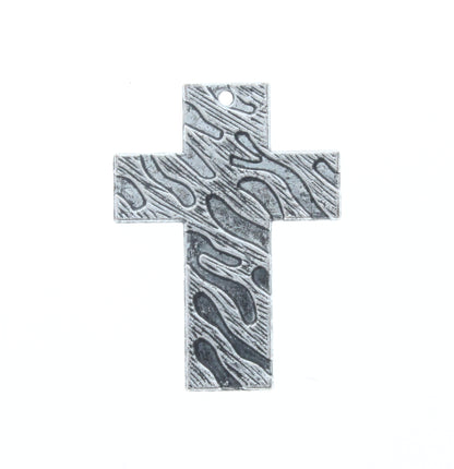 Double Sided Zebra/Wood Cross Charm, Pk/6