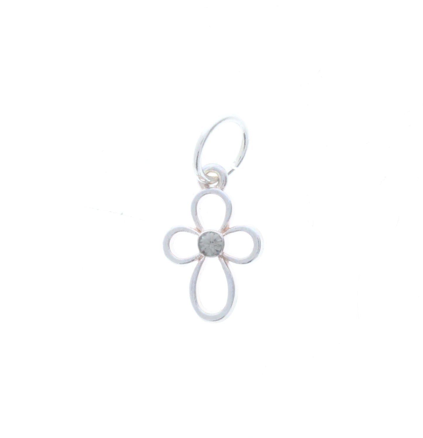 Small Metal Cross Drop Charm w/Loop, ea