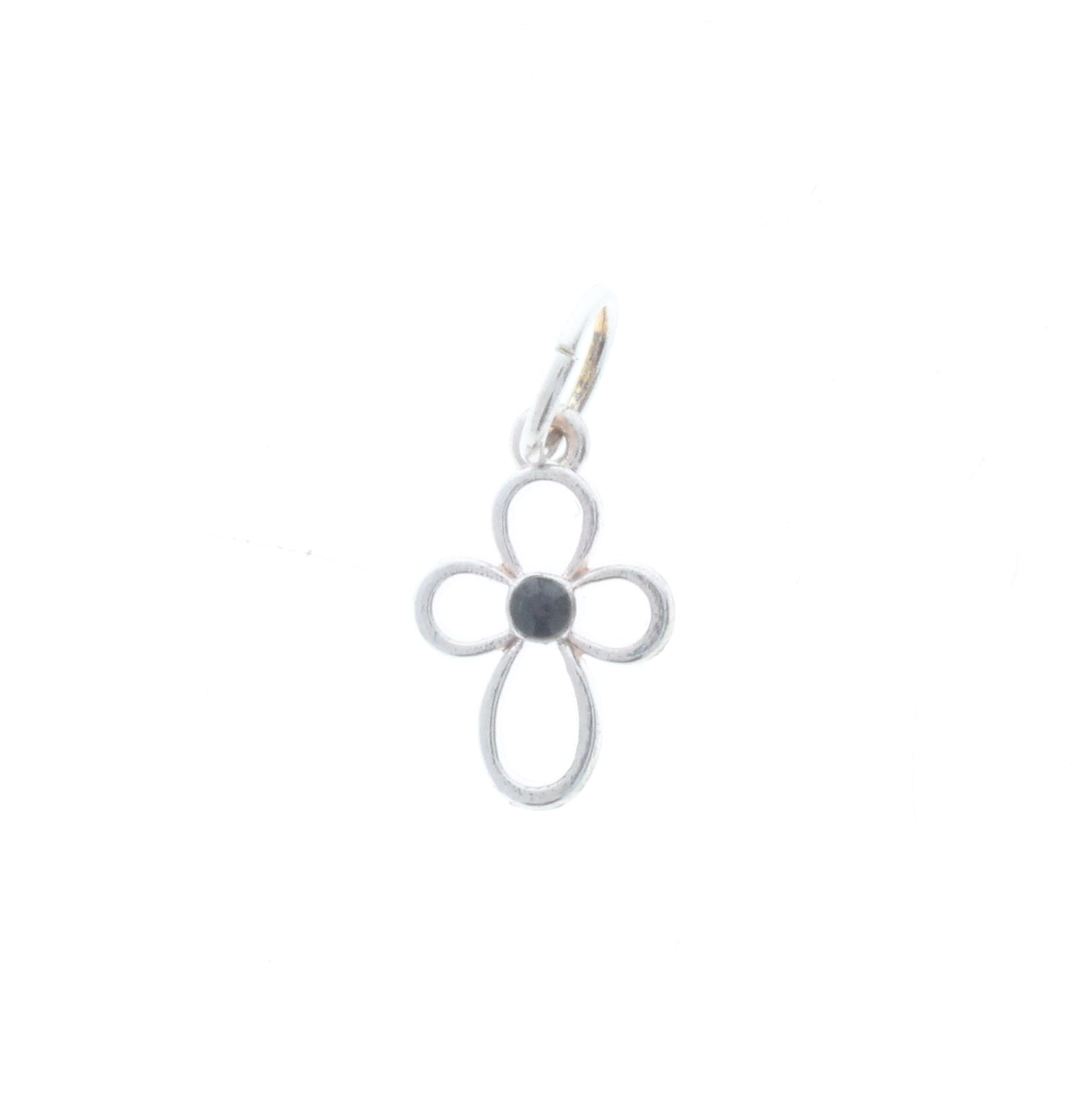 Small Metal Cross Drop Charm w/Loop, ea