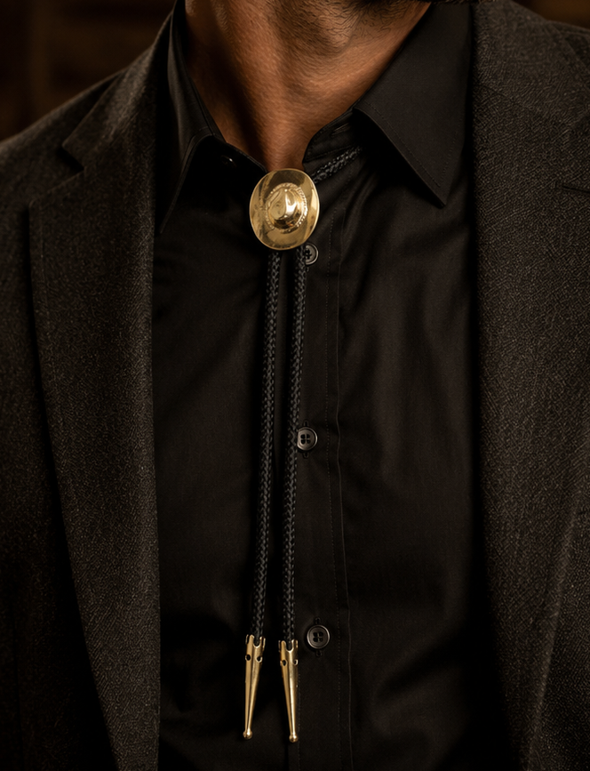 Cowboy Hat Bolo Tie, Silver or Brass, made in USA, each