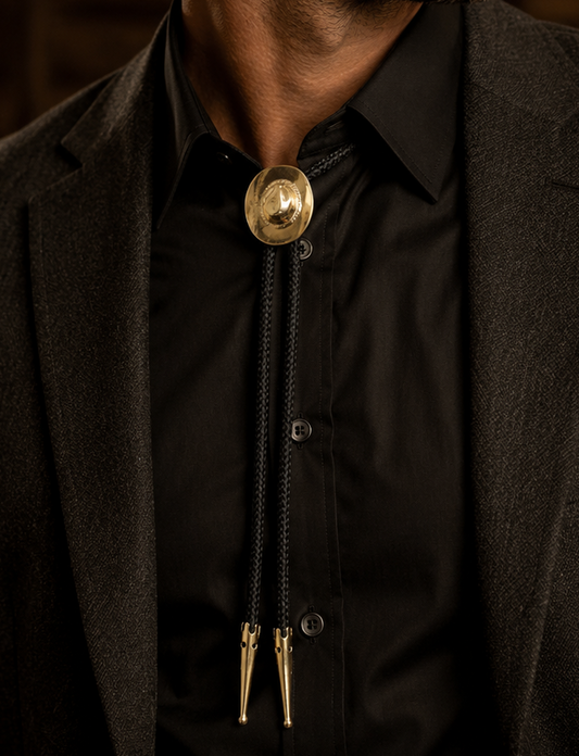 Cowboy Hat Bolo Tie, Silver or Brass, made in USA, each