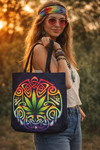 Bridget Ashwood Celtic Smokes Techno Jute Tote Bag w/ thick rope handles, 2 bags