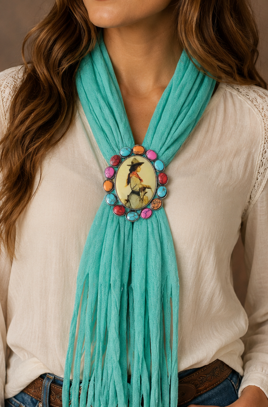 Cowgirl Cameo Scarf Slide, made in USA, each