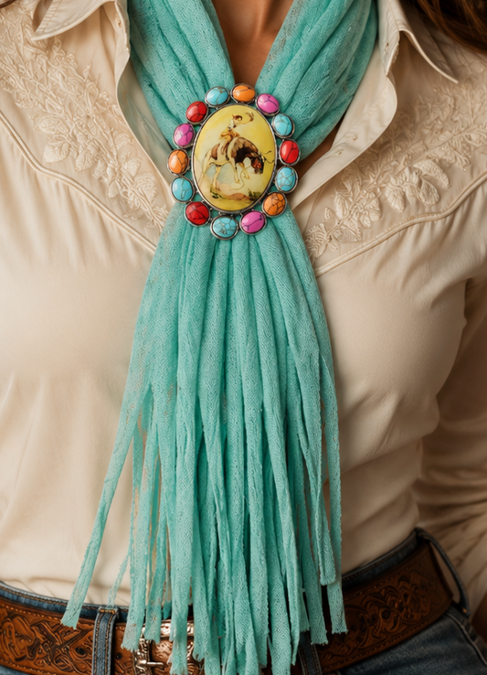 70mm x 57mm Colorful Rodeo Scarf Slide, made in USA, each