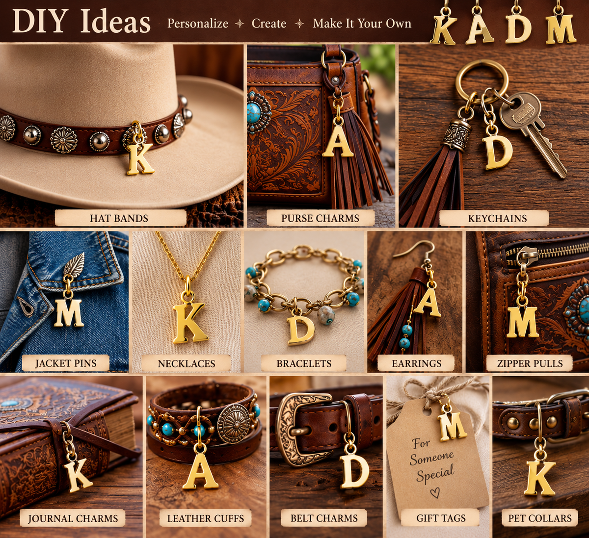 41mm Cast solid brass Initials, sold by each