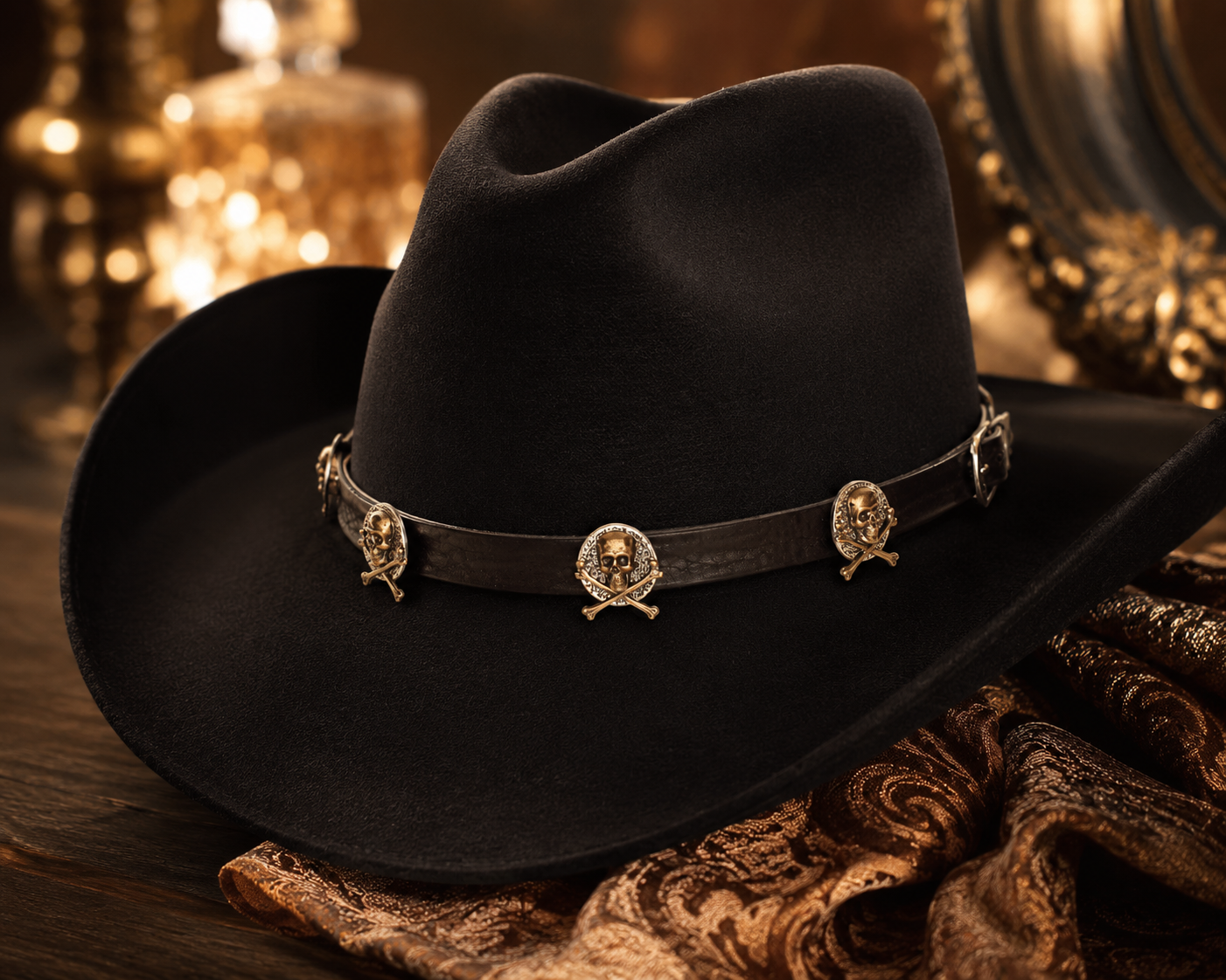 Skull March Hatband, adjustable length, Made in USA, Hat NOT included