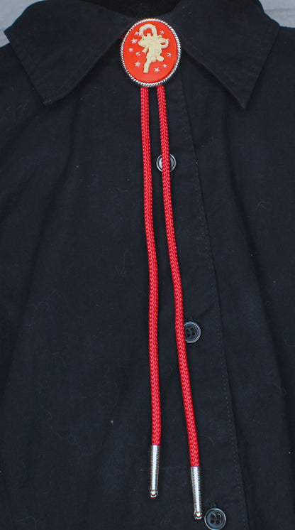 44mm x 35mm Cameo Candy Cane Bolo Tie, 36" Red Cord, made in USA, each