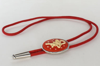 44mm x 35mm Cameo Candy Cane Bolo Tie, 36" Red Cord, made in USA, each