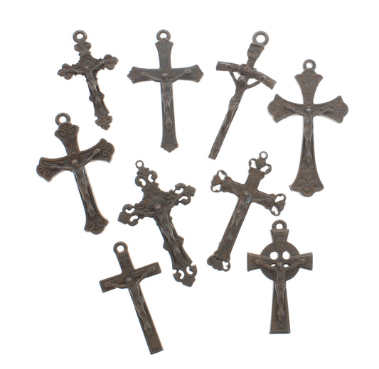 Christ Crucifix pendant selection, Rustic Bronze, pack of 3 each