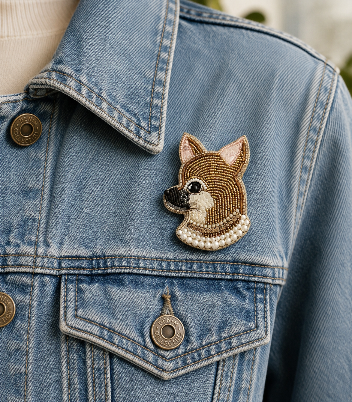 74mm x 52mm Pearl Pup Brooch, each