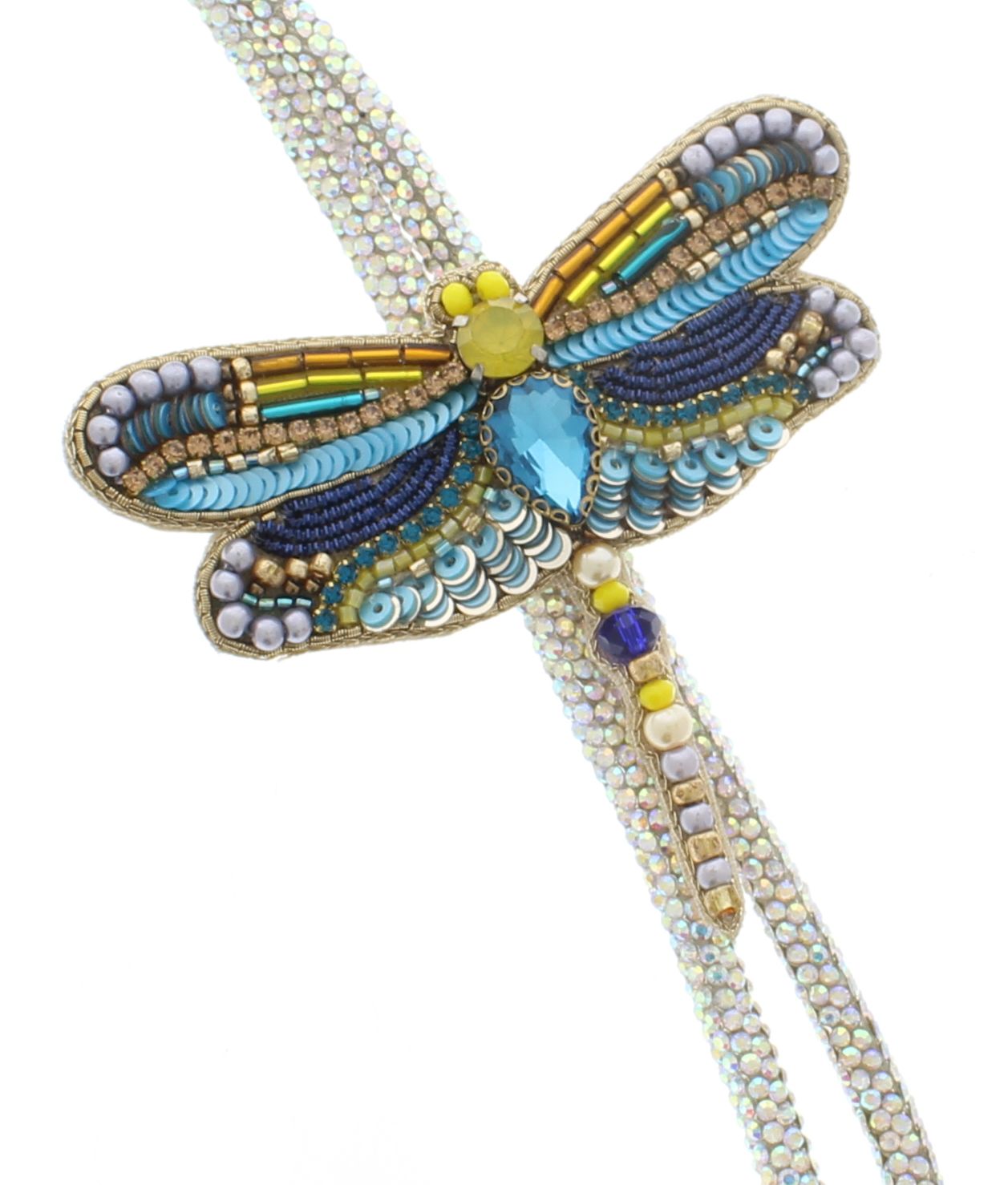 Embroidered Dragonfly Bolo Tie, 36" blingy cord, made in USA, each