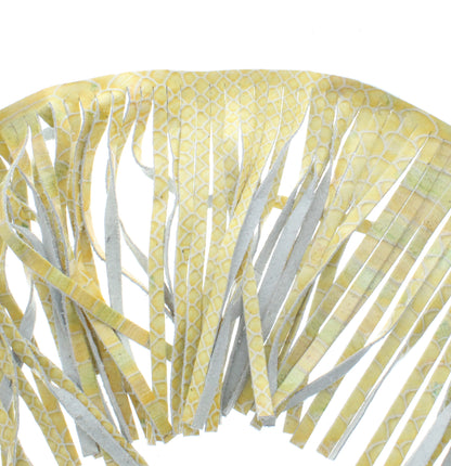 Yellow-Lizard Textured Leather Fringe, Made in the USA, sold by ft.