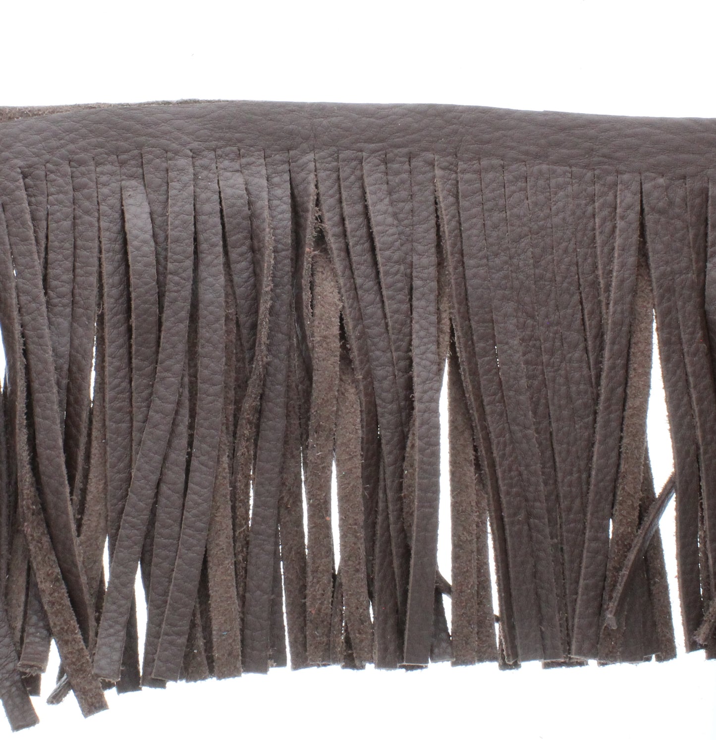 Light Chocolate Leather Fringe, Made in the USA, sold by ft.