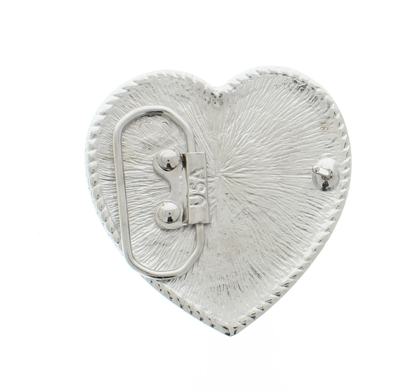 Heart Belt Buckle, Silver Finish, Interchangeable D Ring, Made in USA,  Pack of 2