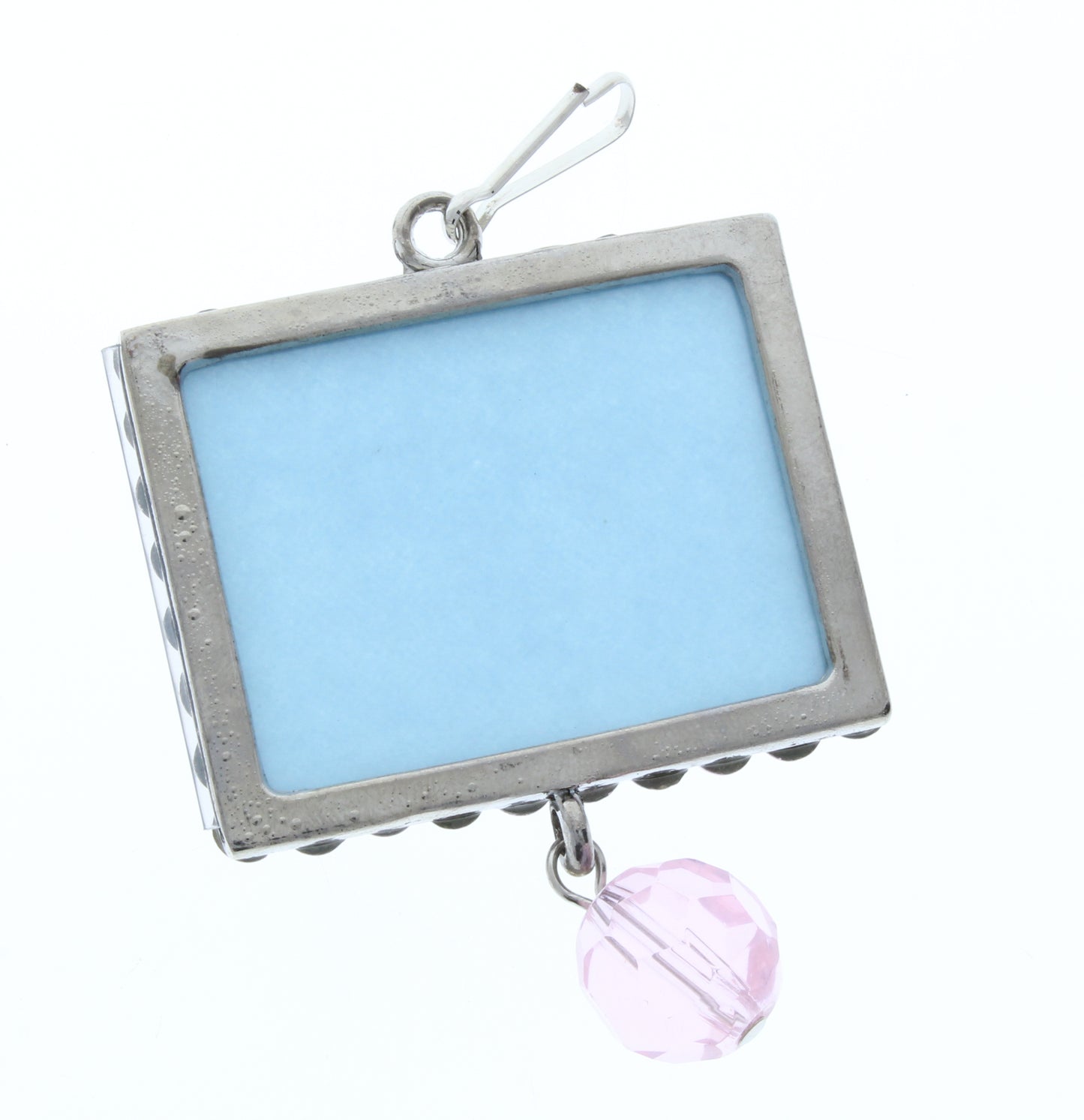 Rectangle Pendant, Silver, Light Pink Crystal Border, G2203 L, 3 ea