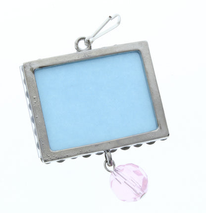 Rectangle Pendant, Silver, Light Pink Crystal Border, G2203 L, 3 ea