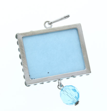 Rectangle Pendant, Silver, Light Blue Crystal Border, G2203 N, 3 ea