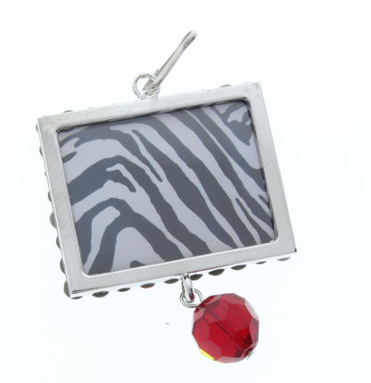 Rectangle Pendant, Silver, Red Crystal Border, G2203 Y, 3 ea