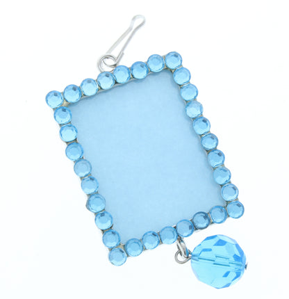 Rectangle Pendant, Silver, Blue Crystal Border, G2204 BL, 3 ea
