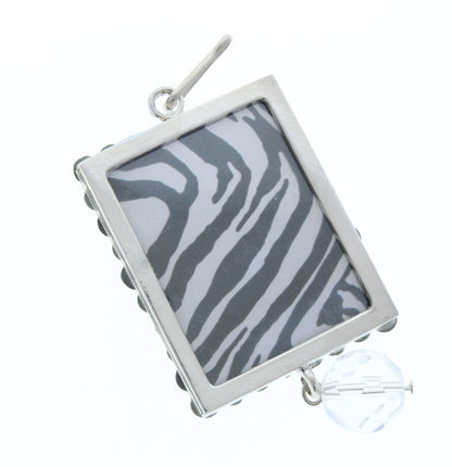 Rectangle Pendant, Silver, Black/White Crystal Border, G2204 N, 3 ea