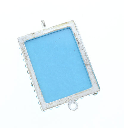 Rectangle Pendant, Silver, Light Blue Crystal Border, G2204 R, 3 ea