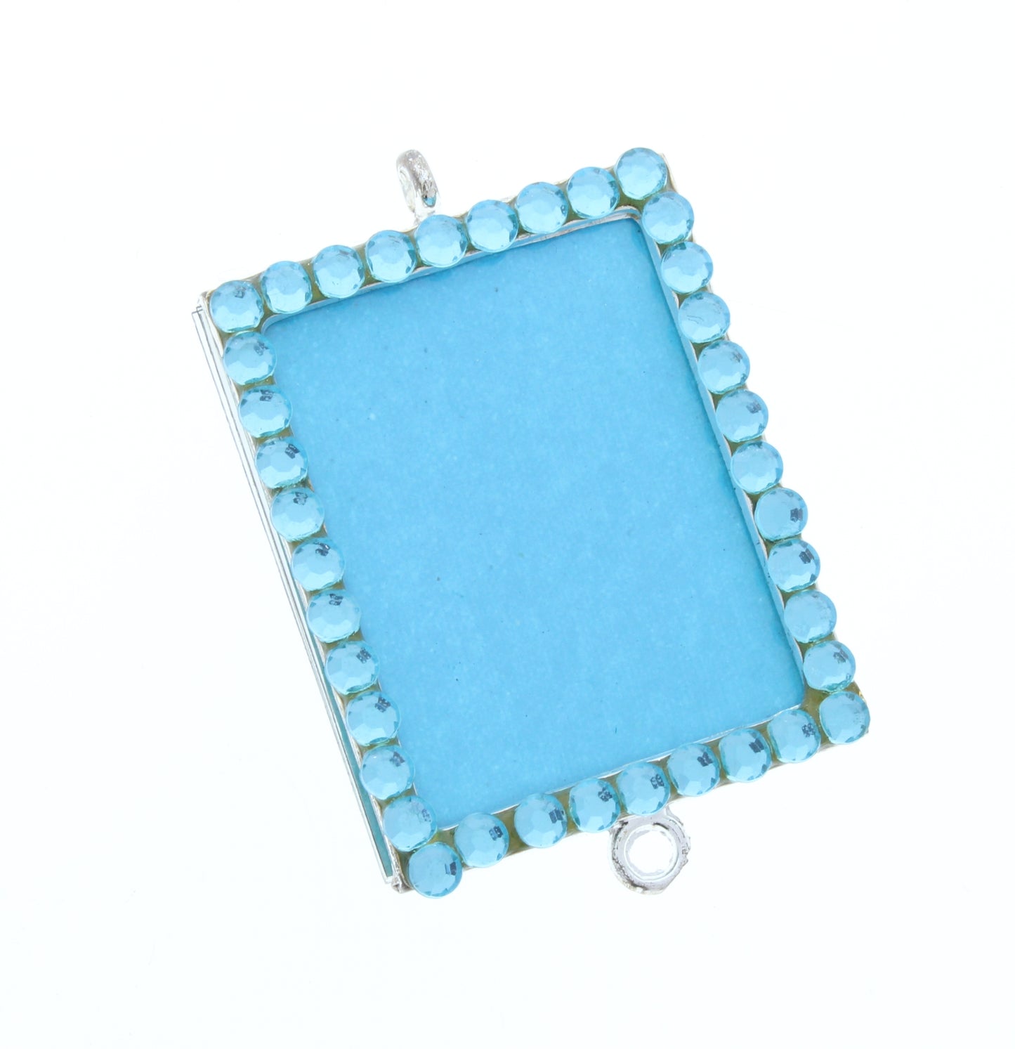 Rectangle Pendant, Silver, Light Blue Crystal Border, G2204 R, 3 ea