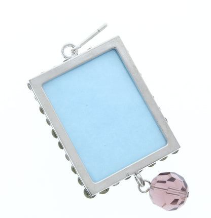 Rectangle Pendant, Silver, Light Pink Crystal Border, G2204 S, 3 ea