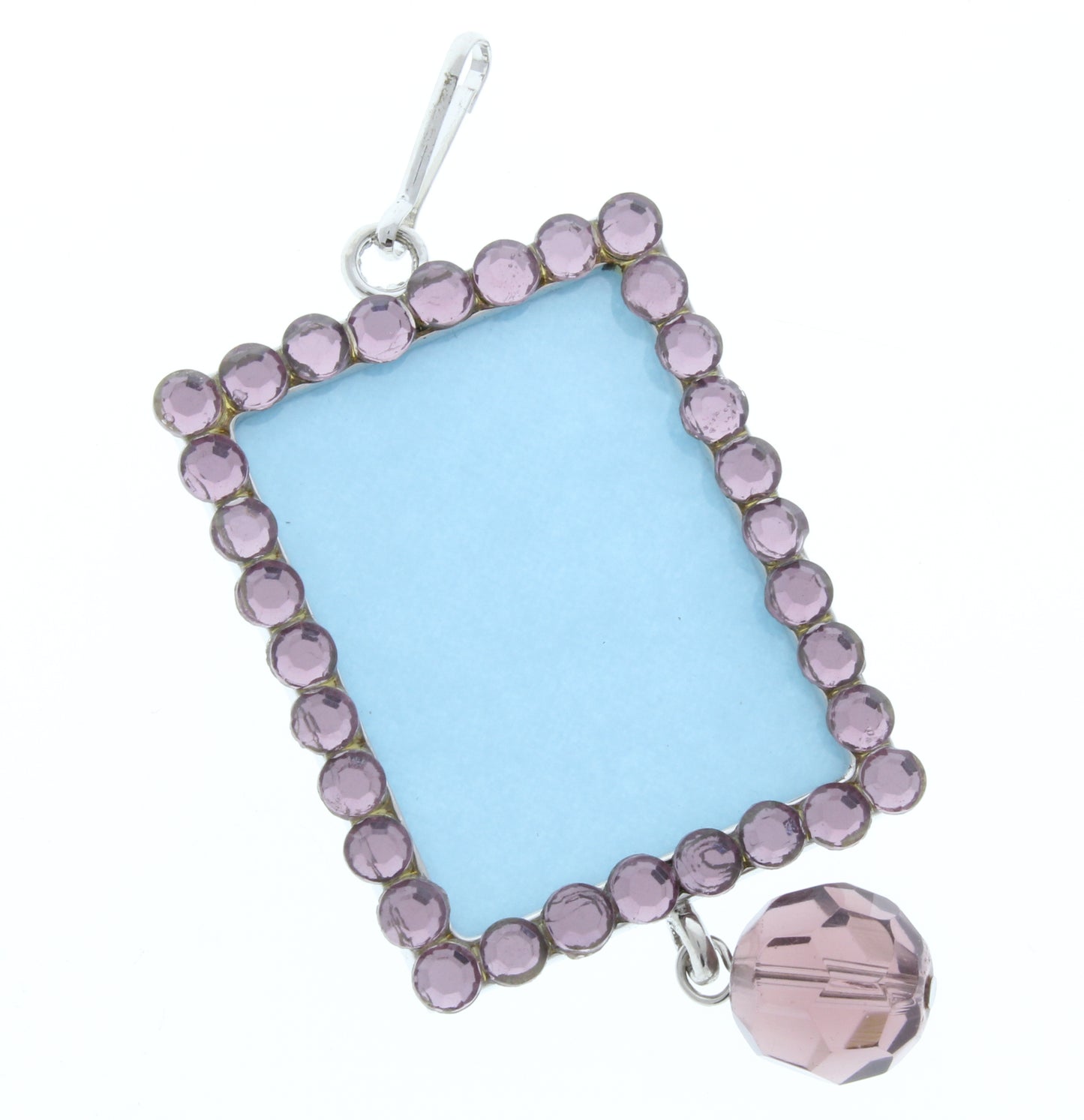 Rectangle Pendant, Silver, Light Pink Crystal Border, G2204 S, 3 ea